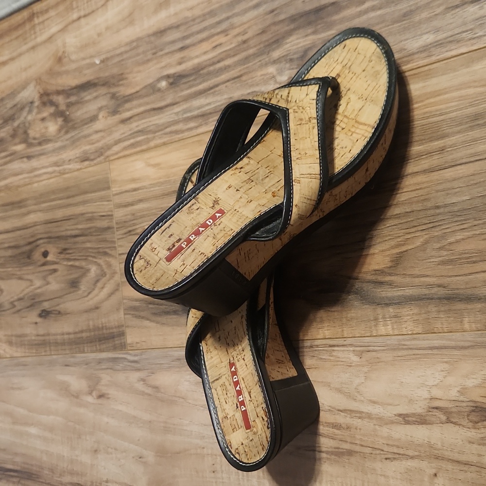 Prada wedge cork sandal